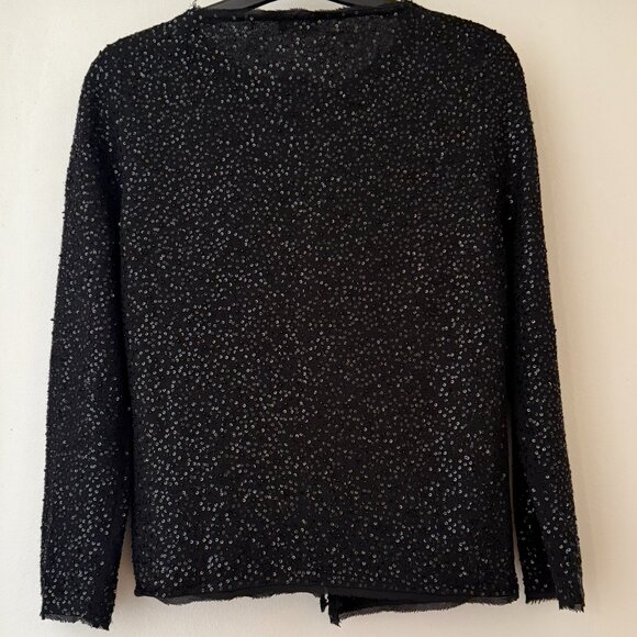 J. Crew Black Sequin Open Cardigan - Size Medium - Picture 3 of 8